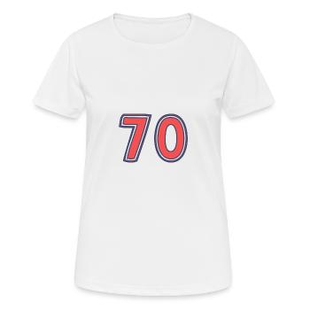 70. 70 ANS. 70e ANNIVERSAIRE. ANNIVERSAIRE 70 ANS. - T-shirt respirant Femme - blanc - Devant - AI Model Female 172 dark (172cm)