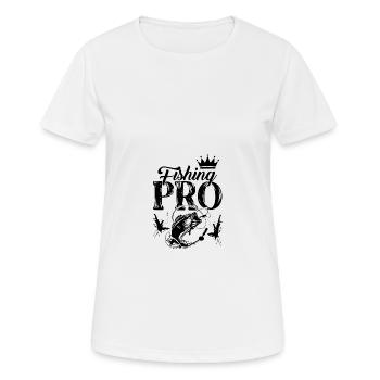 Fishing Pro - Frauen T-Shirt atmungsaktiv - Weiß - Vorne - AI Model Female 172 dark (172cm)