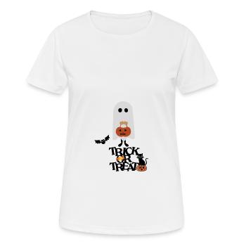 Trick or Treat Ghost - Frauen T-Shirt atmungsaktiv - Weiß - Vorne - AI Model Female 172 dark (172cm)