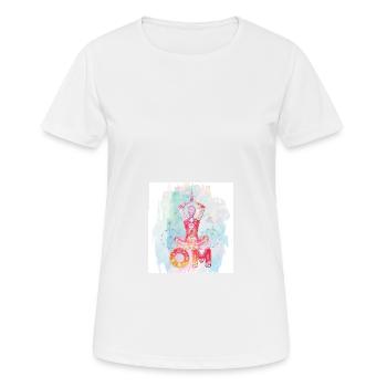 Om - Frauen T-Shirt atmungsaktiv - Weiß - Vorne - AI Model Female 172 dark (172cm)