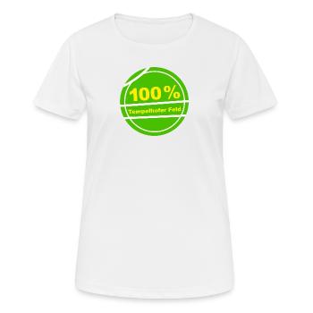 100% Tempelhofer Feld - Frauen T-Shirt atmungsaktiv - Weiß - Vorne - AI Model Female 172 dark (172cm)