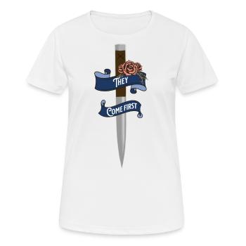 They come first Vampire Academy Stake, Quote - Frauen T-Shirt atmungsaktiv - Weiß - Vorne - AI Model Female 172 dark (172cm)