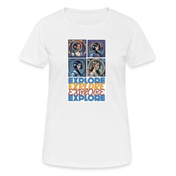 Erkunden Sie die Grenzen - Frauen T-Shirt atmungsaktiv - Weiß - Vorne - AI Model Female 172 dark (172cm)