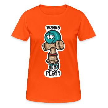 Möchtest du Spielen? - Frauen T-Shirt atmungsaktiv - Neonorange - Vorne - AI Model Female 172 dark (172cm)