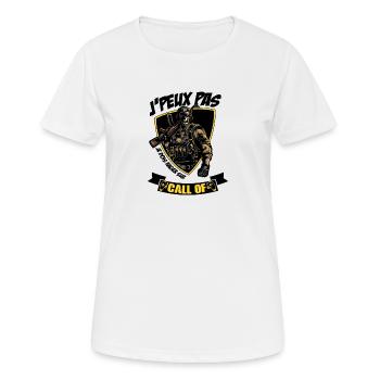 j'peux pas j'ai call of,jeux vidéo,console,humour - T-shirt respirant Femme - blanc - Devant - AI Model Female 172 dark (172cm)