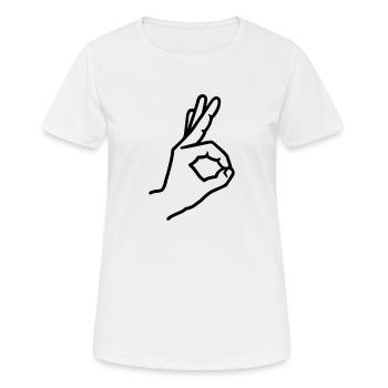 Finger - Frauen T-Shirt atmungsaktiv - Weiß - Vorne - AI Model Female 172 dark (172cm)