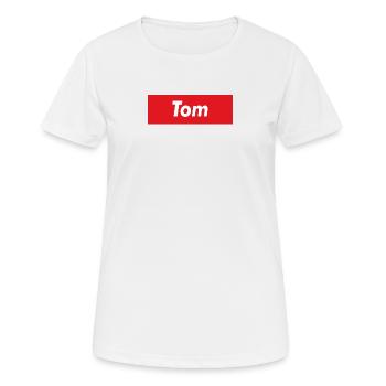 Tom bande rouge - T-shirt respirant Femme - blanc - Devant - AI Model Female 172 dark (172cm)
