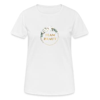 TEAM BRAUT! Blumen personalisierbar - Frauen T-Shirt atmungsaktiv - Weiß - Vorne - AI Model Female 172 dark (172cm)