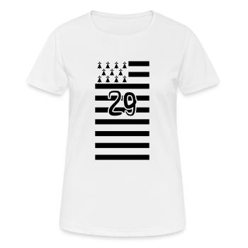 29 Flagge der bretonischen Abteilung finistere - Frauen T-Shirt atmungsaktiv - Weiß - Vorne - AI Model Female 172 dark (172cm)