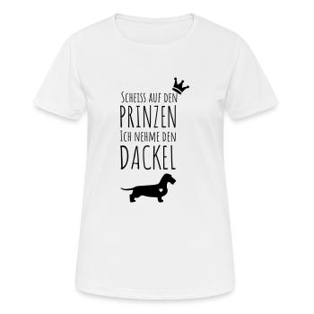 Prinz & Dackel - Frauen T-Shirt atmungsaktiv - Weiß - Vorne - AI Model Female 172 dark (172cm)