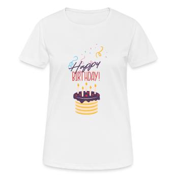 happy birthday - Frauen T-Shirt atmungsaktiv - Weiß - Vorne - AI Model Female 172 dark (172cm)