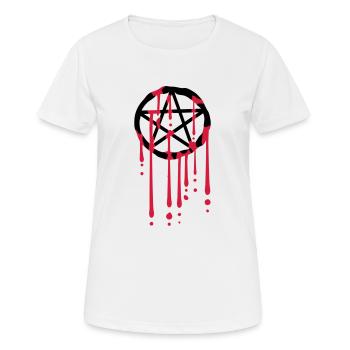 Gouttes de sang pentagramme - T-shirt respirant Femme - blanc - Devant - AI Model Female 172 dark (172cm)