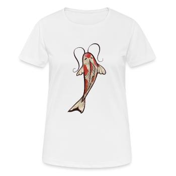 Koi - Frauen T-Shirt atmungsaktiv - Weiß - Vorne - AI Model Female 172 dark (172cm)