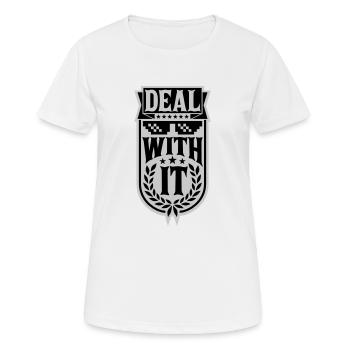 Bannière Traitez-le - T-shirt respirant Femme - blanc - Devant - AI Model Female 172 dark (172cm)