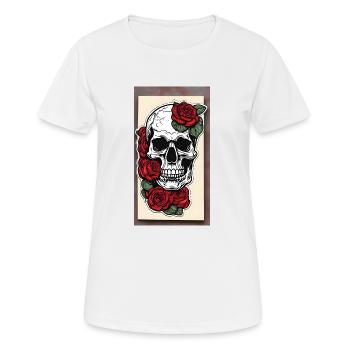 Crâne avec des roses - T-shirt respirant Femme - blanc - Devant - AI Model Female 172 dark (172cm)
