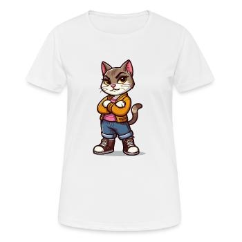 Chat forcé : fier, les jambes croisées - T-shirt respirant Femme - blanc - Devant - AI Model Female 172 dark (172cm)