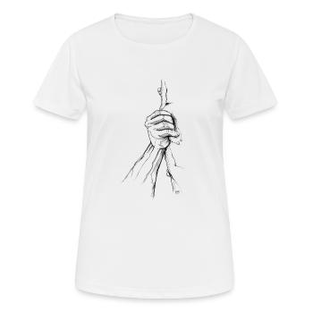 Hold On - Frauen T-Shirt atmungsaktiv - Weiß - Vorne - AI Model Female 172 dark (172cm)