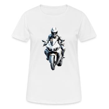 Autocollant motard - Motorbike Design - T-shirt respirant Femme - blanc - Devant - AI Model Female 172 dark (172cm)