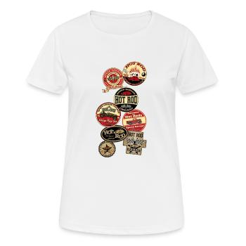 hot rods logos - Frauen T-Shirt atmungsaktiv - Weiß - Vorne - AI Model Female 172 dark (172cm)