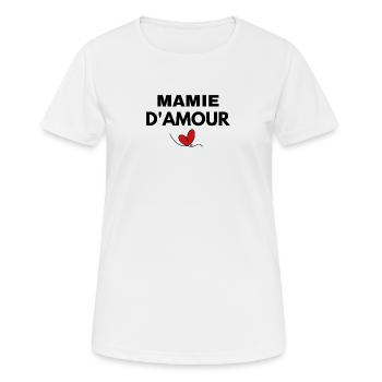 Mamie d'Amour - T-shirt respirant Femme - blanc - Devant - AI Model Female 172 dark (172cm)