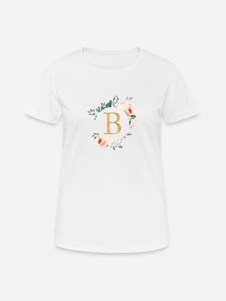 B Monogram Green, Pastel, Wreath - Women's Breathable T-Shirt - white