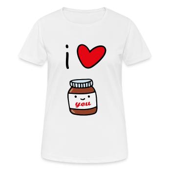 Je t'aime: pâte à tartiner au chocolat - T-shirt respirant Femme - blanc - Devant - AI Model Female 172 dark (172cm)