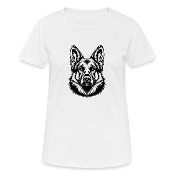 Schäferhund Hund Hundekopf - Frauen T-Shirt atmungsaktiv - Weiß - Vorne - AI Model Female 172 dark (172cm)