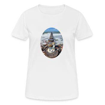 Kinder am Strand - Frauen T-Shirt atmungsaktiv - Weiß - Vorne - AI Model Female 172 dark (172cm)