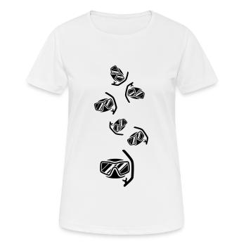 Taucherbrille Silhouette - Frauen T-Shirt atmungsaktiv - Weiß - Vorne - AI Model Female 172 dark (172cm)