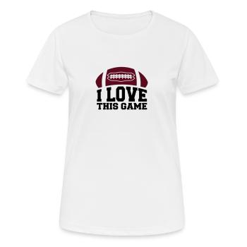 LOVE THIS GAME, le football américain - T-shirt respirant Femme - blanc - Devant - AI Model Female 172 dark (172cm)