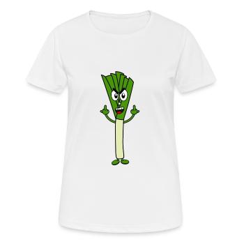 Poireau avec majeur Doigt puant - T-shirt respirant Femme - blanc - Devant - AI Model Female 172 dark (172cm)