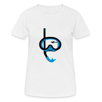 Taucherbrille und Hai - Frauen T-Shirt atmungsaktiv - Weiß - Vorne - AI Model Female 172 dark (172cm)