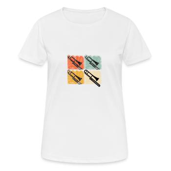 Vintage Retro Posaune Posaunen Entwurf - Frauen T-Shirt atmungsaktiv - Weiß - Vorne - AI Model Female 172 dark (172cm)
