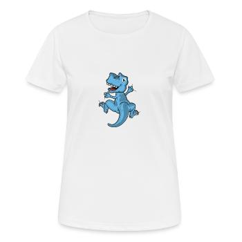 Blauer Dino - Frauen T-Shirt atmungsaktiv - Weiß - Vorne - AI Model Female 172 dark (172cm)