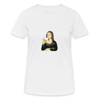 Mona Lisa avec de la bière - T-shirt respirant Femme - blanc - Devant - AI Model Female 172 dark (172cm)