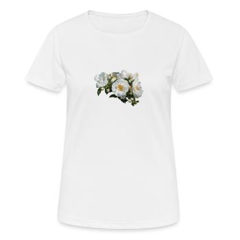 White rose bush with buds - Women's Breathable T-Shirt - white - Front - AI Model Female 172 dark (172cm)