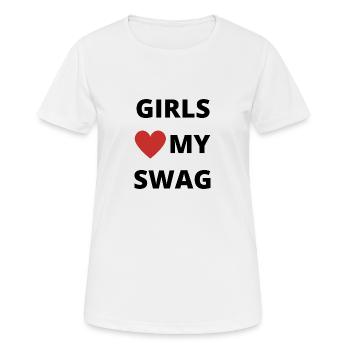 Girls love my swag - Frauen T-Shirt atmungsaktiv - Weiß - Vorne - AI Model Female 172 dark (172cm)