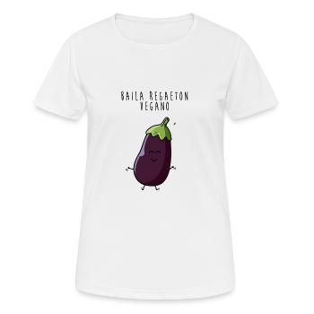 regaeton aubergine végétalien Baila - T-shirt respirant Femme - blanc - Devant - AI Model Female 172 dark (172cm)