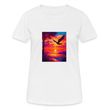 Graphisme de l’œuvre d’art des formes de couleurs majestueusement vives - T-shirt respirant Femme - blanc - Devant - AI Model Female 172 dark (172cm)