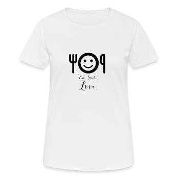 Eat. Smile. Love. - Women's Breathable T-Shirt - white - Front - AI Model Female 172 dark (172cm)