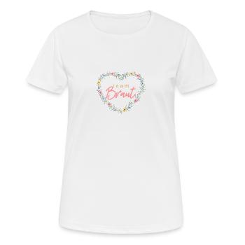 Team Braut! Blumen-Herz, personalisierbar - Frauen T-Shirt atmungsaktiv - Weiß - Vorne - AI Model Female 172 dark (172cm)