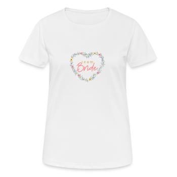 Team Bride! Blumen-Herz, personalisierbar - Frauen T-Shirt atmungsaktiv - Weiß - Vorne - AI Model Female 172 dark (172cm)