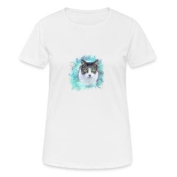 Chat, Vert, Aquarelle, Art, Peinture, Graffiti, - T-shirt respirant Femme - blanc - Devant - AI Model Female 172 dark (172cm)