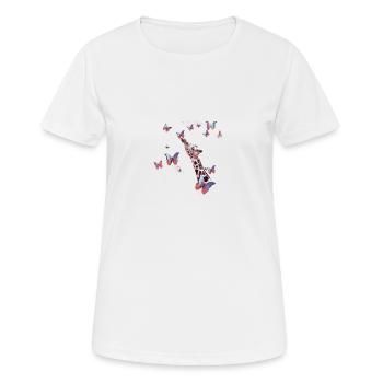 giraffe, butterflies,neck,flies,colorful,painting - Women's Breathable T-Shirt - white - Front - AI Model Female 172 dark (172cm)