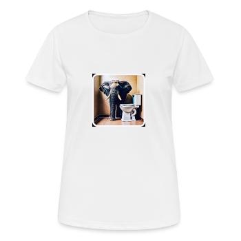 Éléphant debout dans les toilettes - T-shirt respirant Femme - blanc - Devant - AI Model Female 172 dark (172cm)