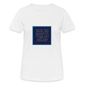 Ne pas se décourager - T-shirt respirant Femme - blanc - Devant - AI Model Female 172 dark (172cm)