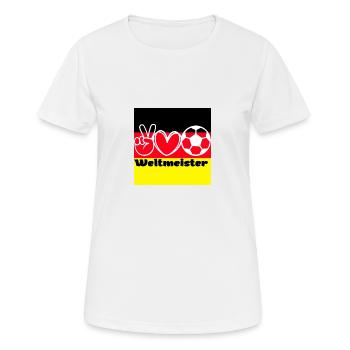 Weltmeister | WM | Fussball Shirt | Deutschland - Frauen T-Shirt atmungsaktiv - Weiß - Vorne - AI Model Female 172 dark (172cm)