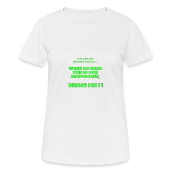 Ich bin ein Morgenmuffel... - Frauen T-Shirt atmungsaktiv - Weiß - Vorne - AI Model Female 172 dark (172cm)