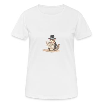 Style patte de velours : Sir Fluffy lit le journal - T-shirt respirant Femme - blanc - Devant - AI Model Female 172 dark (172cm)