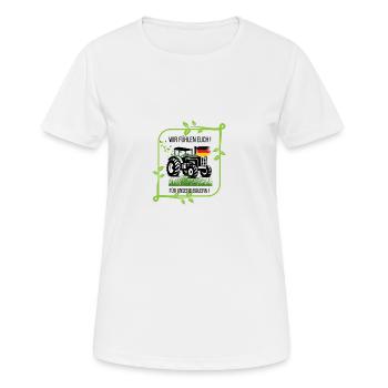 Bauern - Frauen T-Shirt atmungsaktiv - Weiß - Vorne - AI Model Female 172 dark (172cm)